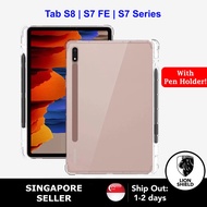 [SG] Samsung Galaxy Tab S8 Ultra/S8 Plus/S8/S7 FE/S7 Plus / S7 Clear Silicone Case with Pencil Holde