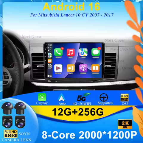 Car Radio For Mitsubishi Lancer 10 CY 2007 - 2017 Android 16 Multimedia Video Player 2 din WIFI+4G N