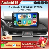 Android 15 Carplay Auto 2K Screen Car Radio Multimedia Video Player For Mazda 6 III 3 GJ GL 2018 - 2