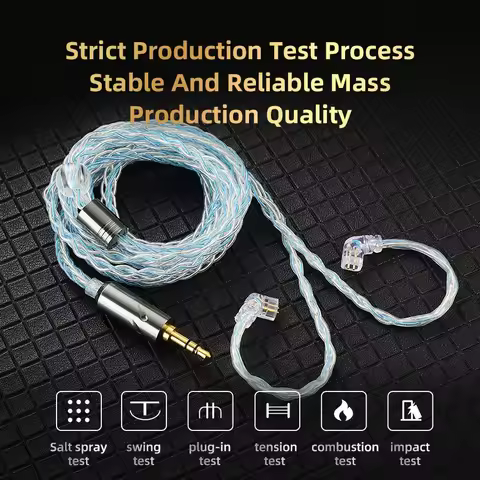 QKZ T1 Cable Hifi Earphone Update Audio Cable 8 Core TC Silver Plated 2Pin Connector Use For QKZ ZXN