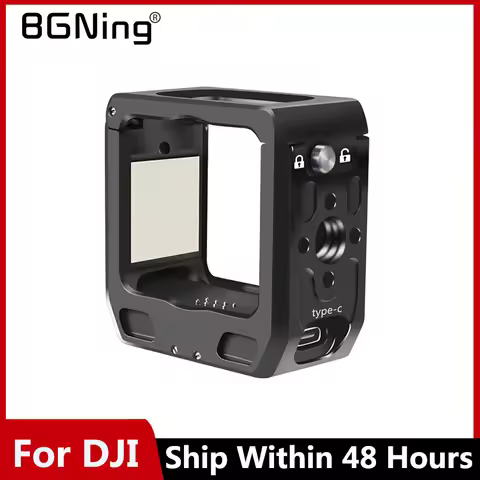 Magnetic Action Camera Cage For DJI Action 2 Dual-screen Full Cage w/ Cold Shoe Mount 1/4 3/8 ARRI L