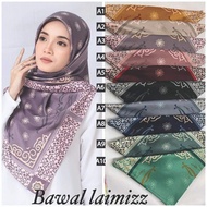 Satin Silk Tudung Bawal Lamiz Corak Square Printed Laimizz