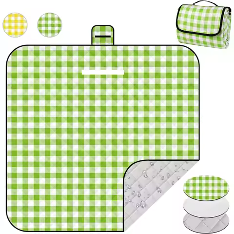 Extra Large Picnic Blanket 78x78 inches, 3 Layers Waterproof Thickened Foldable Mat for Camping Park
