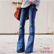 New 2021 Autumn Winter Woman Flare Ripped Jeans For Women Black Skinny Jeans Woman Plus Size Denim Female Wide Leg Mom Pants