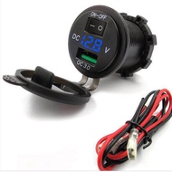 QC3.0 Fast Charge USB Voltage Display Locomotive Car Charger+Voltmeter Waterproof Small U/Motorcycle
