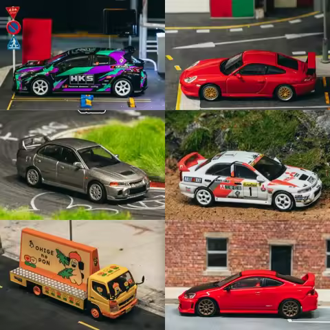 Tarmac Works 1:64 GR Corolla HKS GT3 996 Red Lancer GSR IV Monte-Carlo 1997 #1 Fuso Canter Integra D