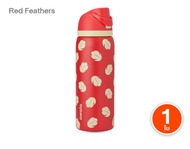 (32 Oz.) ขวดน้ำเก็บอุณหภูมิ วัสดุ Stainless Steel มีหลอดในตัว ลาย Red Feathers สินค้าจากโรงงาน ผลิตไ