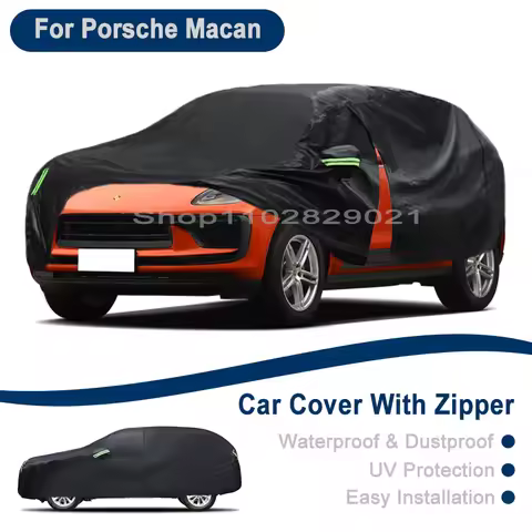 Outdoor Full Vehicle Cover For Porsche Macan - Side Zipper Design, Waterproof Dustproof Sun Protecti