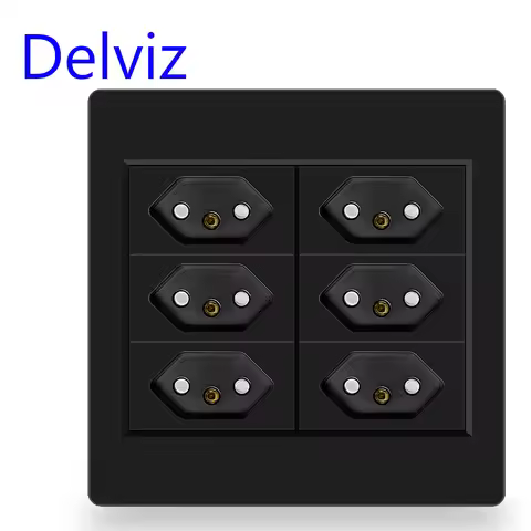 Delviz Brazil Standard Power Outlet, AC 110V~250V, 120mm*120mm No Logo Plastics Panel, 10A / 20A BR 