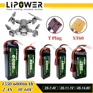 LIPOWER Lipo Battery 2S-6S 35C-60C 7.4v-14.8V Lipo Rechargeable For All RC Tamiya RC Car Truck Boat 