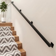 2-10FT Stair Railing Indoor Outdoor, 500LB Heavy-Duty Wall Mounted Handrail, Black Industrial Iron P