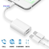 PASO_2 in 1 Male to Female Dual Port Adapter Splitter Cable for iPhone Audio Charge