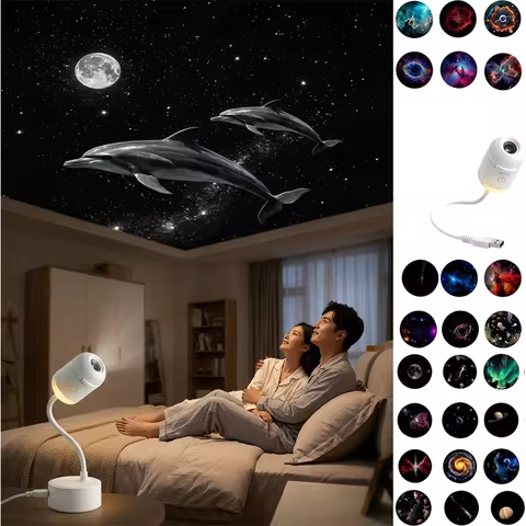 2026 Mini Star Projector Decor for Bedroom 2 in 1 Galaxy Shining Lamp USB Atmosphere Lamp for Home C