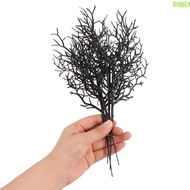 ROBEN 5pcs Halloween Artificial Dead Branch, Black Antlers Shape Artificial Plastic Tree Branch, Flo