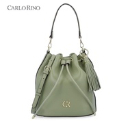 Carlo Rino Medium Green Leather Bucket Bag