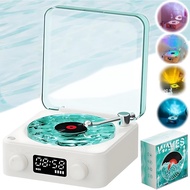 Waves Vintage Vinyl Record Player Bluetooth Speaker with Adjustable Ambient Lights, 4-Mode Wireless 