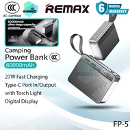 【3C Certified】Remax FP-5 60000mAh Powerbank 27W Fast Charging Power Bank Camping Pawer Bank Remax Po