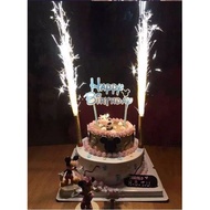 Surprise Creative Straight Barrel Golden Champagne Fireworks Magic Wand Burning Candle Cake Decorati