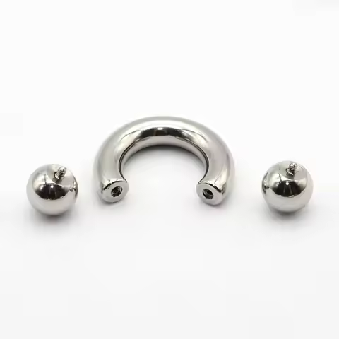 12G-00G Large Gauge Stainless Steel Horseshoe Ring Ball Septum Stretcher Helix Piercing Hoop Ear Exp