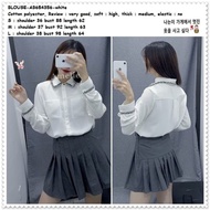 AB654356 Baju Atasan Wanita Kemeja Kerja Putih Polos Korea Import