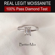 Real Moissanite 1ct 2ct Emerald Cut Ring S925 Sterling Silver Elegant Moissanite Diamond Ring Weddin