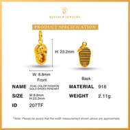 916 Gold Dual Color Fashion Yellow & White Gold Shoes Pendant | Loket Kasut Emas 916 | Elegold