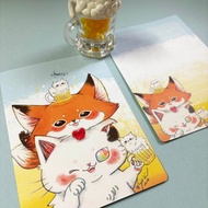 Hellog!小雀班-乾杯-300象牙卡圓角雙面明信片