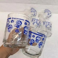 1 Lusin Gelas Kopi Beling Motif DORAEMON/Gelas Kopi Kaca Gagang Karakter