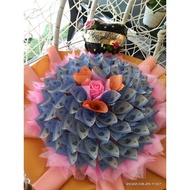 Bouquet duit... duit rm1 berjumlah rm50 ringgit.. upah siap semua rm35