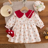Girls Dress Spring Autumn Western Style Princess Dress One Year Old Dress 1 Baby Girl Floral Small S