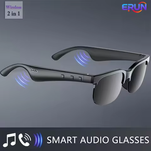 Smart Glasses with Wireless HIFI Headphones, Dual Speaker, Touch Control, Rechargeable Lithium Batte