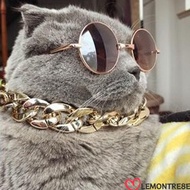 LEMONTREE Pet Necklace, Chain Collar Cat Dog Gold Necklace Chain Dog Collar, Portable Adjustable Gol