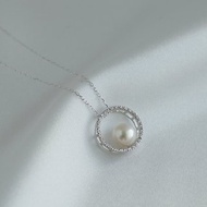 日本品牌 akoya珍珠項鍊 18k白金鑲鑽項鍊 珍珠項鍊 鑽石項鍊