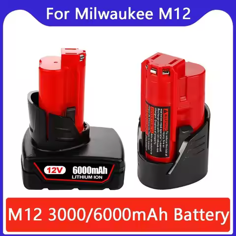12V Battery 3Ah 6Ah Rechargeable Battery For Milwaukee M12 XC Cordless Tools 48-11-2402 48-11-2411 4