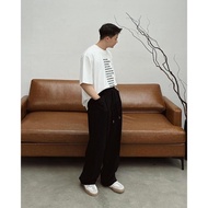 MANDO Men's Sports Jogger Pants Unisex Wide Leg Korean Fashion Style Diagonal Fleece - JOG010