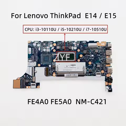 NM-C421 For Lenovo ThinkPad E15 Laptop Motherboard With i3-10110U i5-10210U i7-10510U CPU UMA DDR4 F