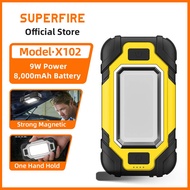 SUPERFIRE X102 9W Portable Work USB Rechargeable LED Flashlight with COB Emergency Light