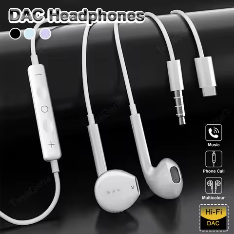 USB Type C Wired Headphones HiFi Surround Sound For Samsung Galaxy iPhone 15 Huawei Xiaomi Realme 3.