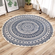 [in stock] Cotton thread carpet, ethnic style, home living room coffee table printed floor mat Round