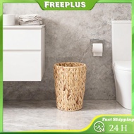 [FREEPLUS] Water Hyacinth Wicker Waste Basket Decorative 7.48x7.48x11.02in for Bathroom