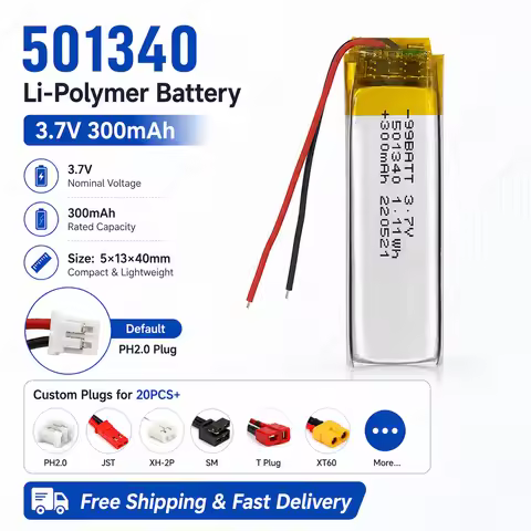 300mAh 3.7V 501340 Li-ion Polymer Battery Fit Xiaomi Airdots Youth Edition TWSEJ02LM TWS Earbuds Com