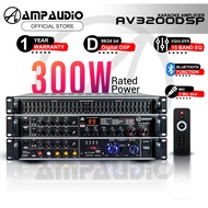 AmpAudio AV3200DSP Karaoke Amplifier Bluetooth Stereo Amplifier 99 DSP Reverb USB SD 300W