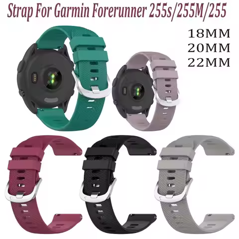 18mm 20mm 22mm Silicone Wrist Strap For Garmin Forerunner 255s 255M 255 Smart Watch Band Bracelet