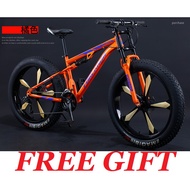 Fat Bike 24 26 Inch MTB Mountain Bike 4.0 Tires 27 Speed Rim/3 &amp; 5 Spoke Basikal Murah (F04)