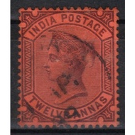 India 1888 QV SG100 12a. Purple/Red VF Used (Stamp R014)