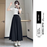 YAYANGREN | Váy dài nửa thân bằng vải lụa băng màu tím cạp cao quần ống rộng mỏng mùa hè cho nữ váy