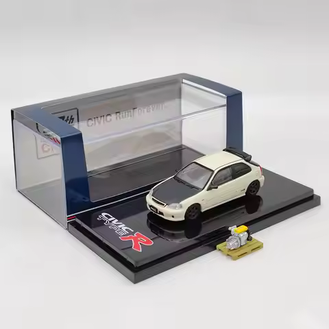 Hobby Japan 1/64 for Civic TYPE R (EK9) With Engine Display Model HJ642016EW White Diecast Toys Car 