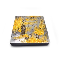 Jam TRAY CNY - JAM BOX HIGH QUALITY PAINTEDCNY with silver background and yellow apricot flower HM02