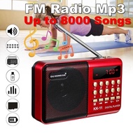 วิทยุขนาดเล็กแบบพกพาลําโพง FM เครื่องเล่นเพลง วิทยุ Bluetooth สามารถฟังการเล่น FM/USB สามารถใช้กับแบตเตอรี่ที่มีแบตเตอรี่แบบชาร์จไฟได้ มีสายไฟให้มาด้วย