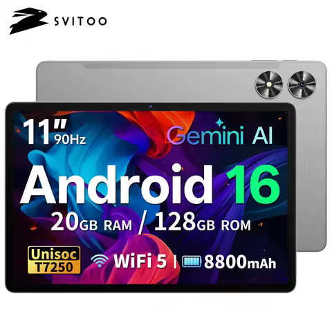 SVITOO Tablet 2026 Android 16 11 Inch 90Hz HD IPS Screen Unisoc T7250 Octa-Core Processor 20GB RAM 1